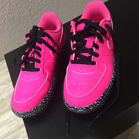 black and hot pink sneakers